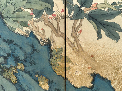 独角鹿西洋古董20世纪日本昭和时代艺术家签名出品「锦绣芳华」主题纸本设色六曲屏风 商品图8