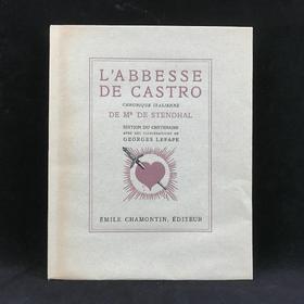 【法语】限量1530册！1942年 司汤达《卡斯特罗修道院》 乔治·莱帕装饰派艺术彩色插图 平装18开带书匣