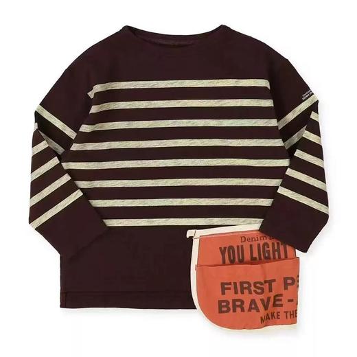 【小大人舒适圈】2026秋季新款日系儿童条纹竹节棉质针织企鹅贴布口袋长袖T恤 商品图4