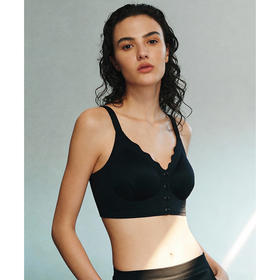 官网299！U家前扣无钢圈背心式可拆卸文胸女 果冻条软支撑无痕一片式前扣式内衣