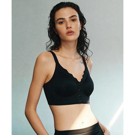 官网299！U家前扣无钢圈背心式可拆卸文胸女 果冻条软支撑无痕一片式前扣式内衣 商品图0