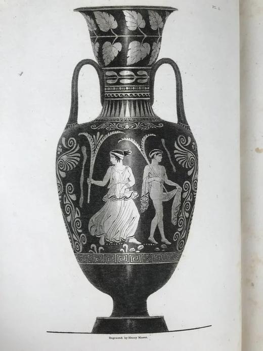约19世纪中后期 亨利·恩格勒菲尔德古典希腊花瓶藏品图集 39页版画插图 皮脊精装16开 商品图9