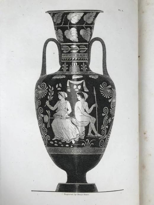 约19世纪中后期 亨利·恩格勒菲尔德古典希腊花瓶藏品图集 39页版画插图 皮脊精装16开 商品图10
