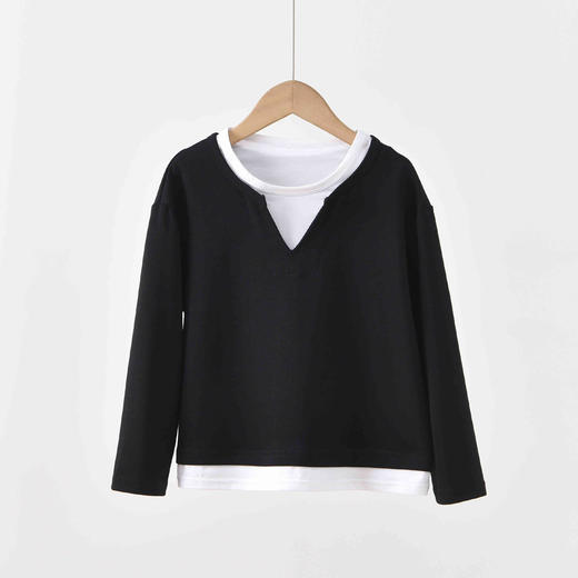 Rarmoell拉慕儿26年春款新品撞色假两件长袖T恤上衣休闲百搭儿童款时尚套头衫 商品图6