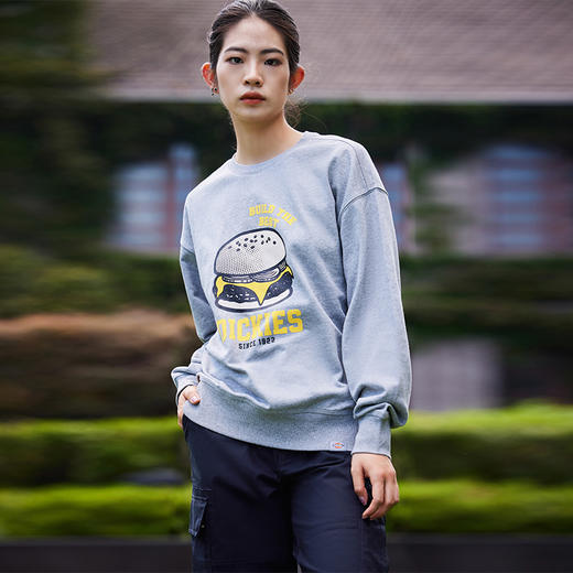 Dickies汉堡图案植绒印花圆领宽松休闲毛圈卫衣 男女 美式卫衣 DK0A87EY 商品图0