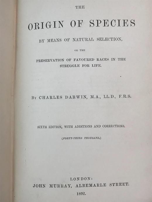 1892年 达尔文《物种起源》 漆布精装32开 商品图2