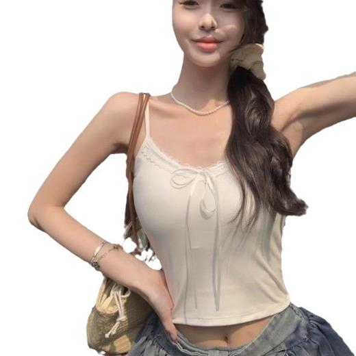【夏季纯欲风❗️短款辣妹吊带】出街秒变“C位”，内搭外穿都绝美，绑带蝴蝶结荷叶边短款，露肚脐吊带背心上衣女L 商品图4