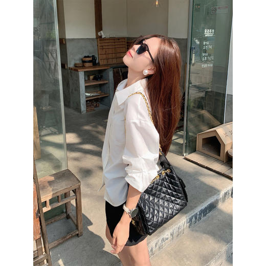 <曾小咸推荐>韩系设计感褶皱白色衬衫 商品图5