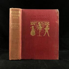 约20世纪早期 霍桑《神奇故事集》 鬼才拉克姆24幅手工贴图 漆布精装16开