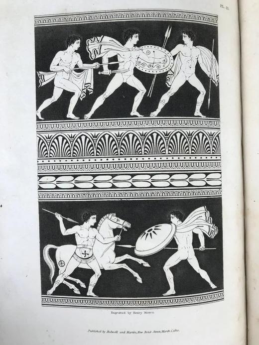 约19世纪中后期 亨利·恩格勒菲尔德古典希腊花瓶藏品图集 39页版画插图 皮脊精装16开 商品图5