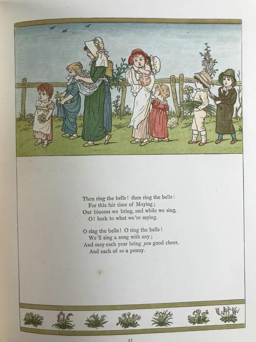 约19世纪后期 凯特·格林纳威《窗下：童画与童谣集》 数十幅精美彩色插图 精装18开 商品图13