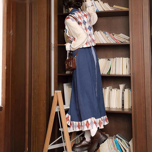 裁缝学苑AQ596天丝衬衣格纹马甲半身裙立领衬衫套装纸样三件套样板 商品图2