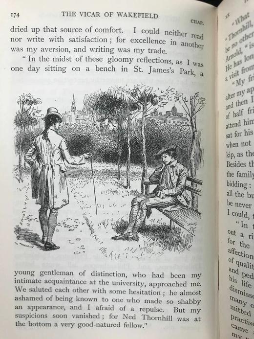 1903年 戈德史密斯《威克菲尔德牧师》 休·汤姆森约百幅插图 漆布精装64开 商品图11