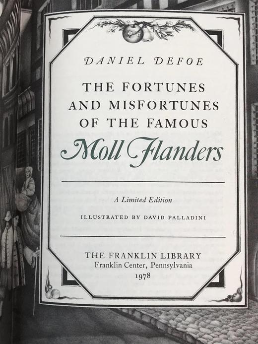 限量版！丹尼尔・笛福《摩尔・弗兰德斯的幸运与不幸》 配插图 富兰克林图书馆豪华皮装本 商品图2