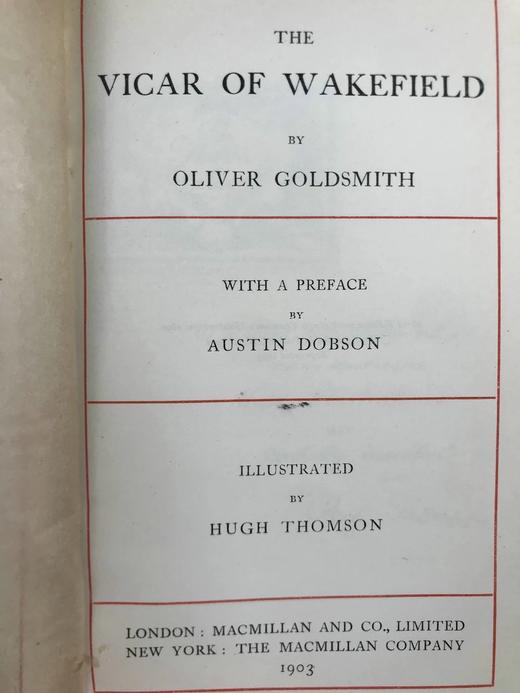 1903年 戈德史密斯《威克菲尔德牧师》 休·汤姆森约百幅插图 漆布精装64开 商品图3