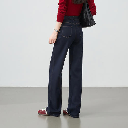 【初春-加长款-高个子-窄版长直筒】逸阳不易褪色高弹底磨毛直筒牛仔长裤7002L 商品图2