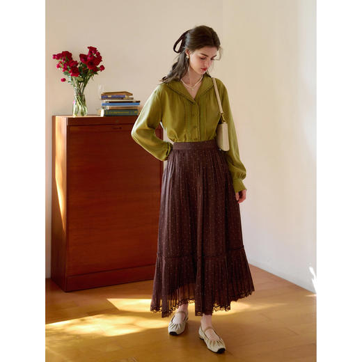 （小眠专属）SimpleRetro牛奶浓巧·法式复古细闪波点半身裙 商品图3