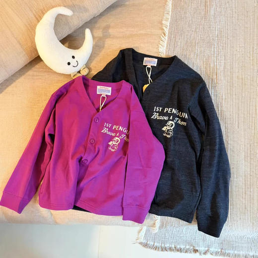 2026SS春夏DD日系薄软儿童亲子装小企鹅刺绣V领开衫T恤外套！ 商品图3