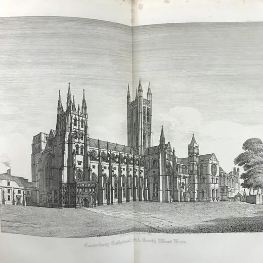 39*27cm！1846年 英国威尔士国教建筑图史（全8卷） 约240幅原品版画（含大量对开插图） 真皮精装 商品图9