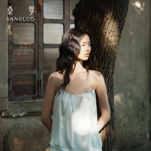 清冷氛围』桑罗吊带短裤睡衣套装桑蚕丝女家居服可外穿 商品图1