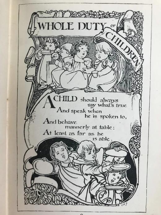 1913年 史蒂文森《童诗花园》 查尔斯·罗宾森百余幅插图 漆布精装36开 商品图8