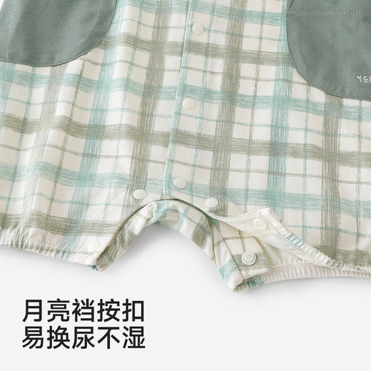 【100%精梳棉】英氏婴儿连身衣男宝假两件短袖哈衣宝宝夏季纯棉连体衣可爱新款 商品图5