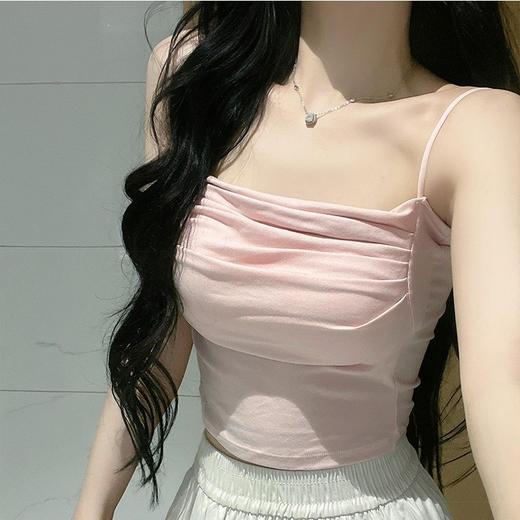 【超美纯欲❗️性感褶皱美背吊带】夏日常备，又甜又欲，怎么搭都好看～辣妹背心内搭裹胸抹胸内衣女自带胸垫修身显瘦文胸 商品图3