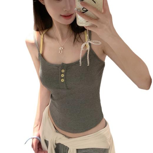 【又纯又欲❗️假两件碎花吊带】出街秒变“C位”超美🔥外穿显瘦夏季背心女，性感辣妹修身带胸垫上衣L 商品图4