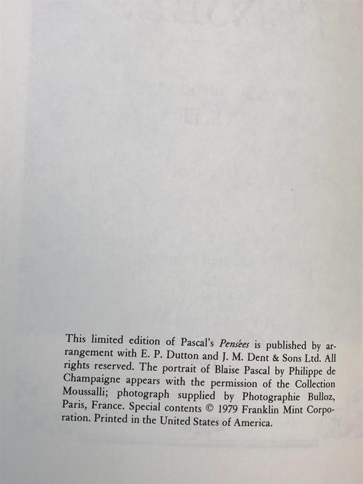 限量版！布莱士・帕斯卡《思想录》富兰克林图书馆豪华皮装本 商品图3