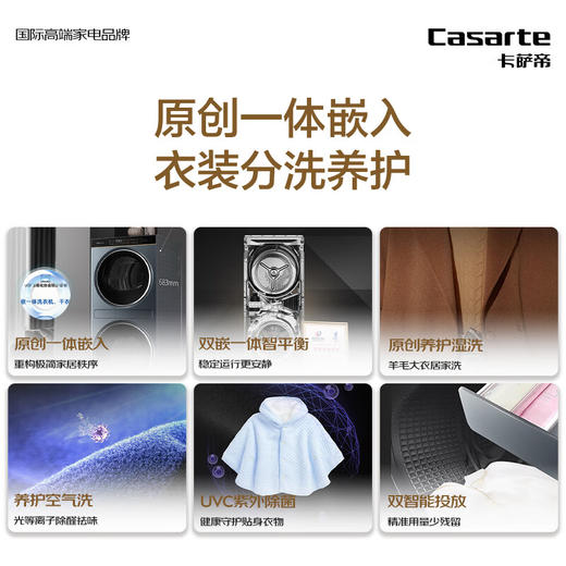 卡萨帝洗烘护一体洗衣机12KG 中子-融熠丨洗烘套装 带烘干 3D透视烘 双擎热泵CZ B12LWS12ALBU1 商品图2
