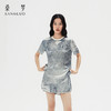 颠覆丹宁』桑罗牛仔复古印花桑蚕丝短袖短裤套装女2026年新款 商品缩略图4