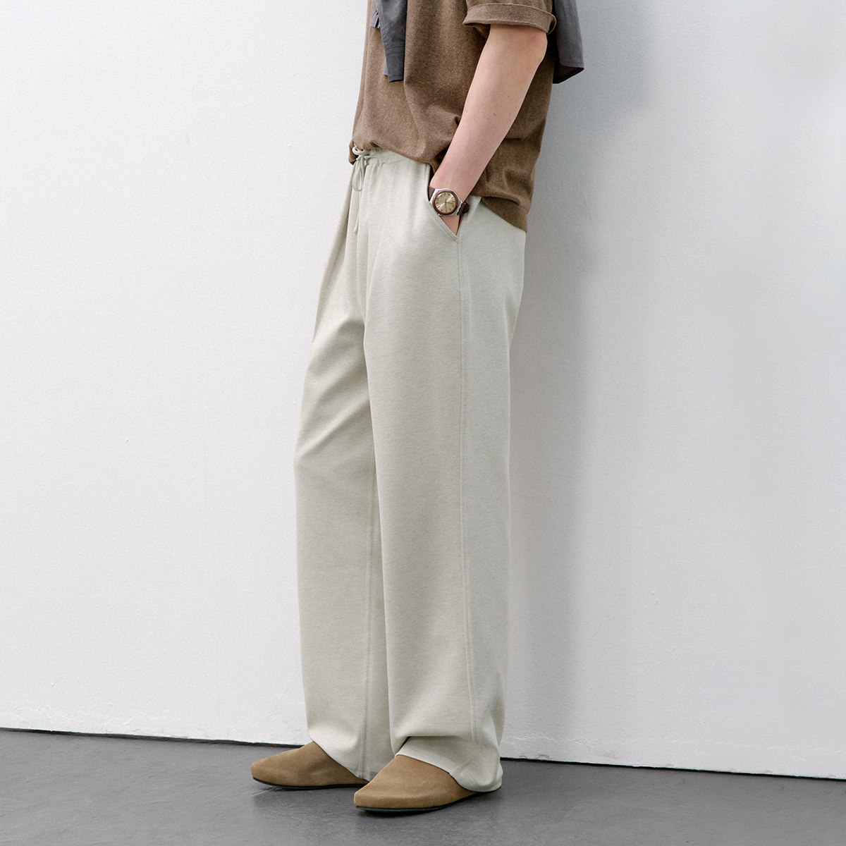 714street微宽松肌理感莫代尔卫裤男2026春季日系修腿显瘦休闲裤