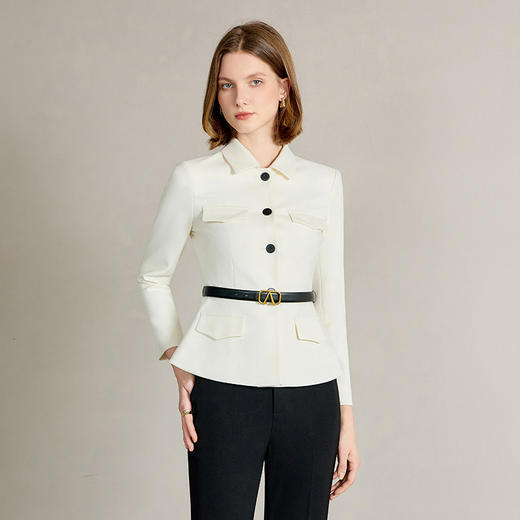 IWY/米白色西装套装【橄榄石午后】早春新款正式场合西装阔腿裤套装新款CP2242 商品图5