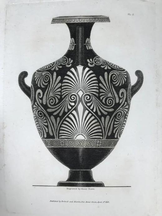 约19世纪中后期 亨利·恩格勒菲尔德古典希腊花瓶藏品图集 39页版画插图 皮脊精装16开 商品图12