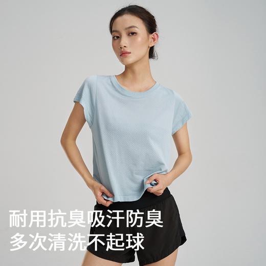 【路路精选】春季新款户外运动瑜伽服女普拉提运动高弹力轻薄速干透气健身T恤 商品图1