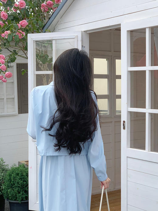 【百图lulu定制】【海盐两件套连衣裙】短款防晒外套  条纹 背带连衣裙 两件套 商品图8