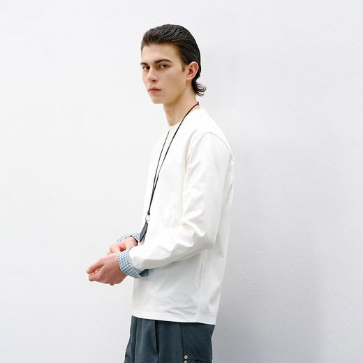 714street凉感防晒速干抗菌长袖2026春季潮牌格子拼接袖圆领T恤男 商品图1