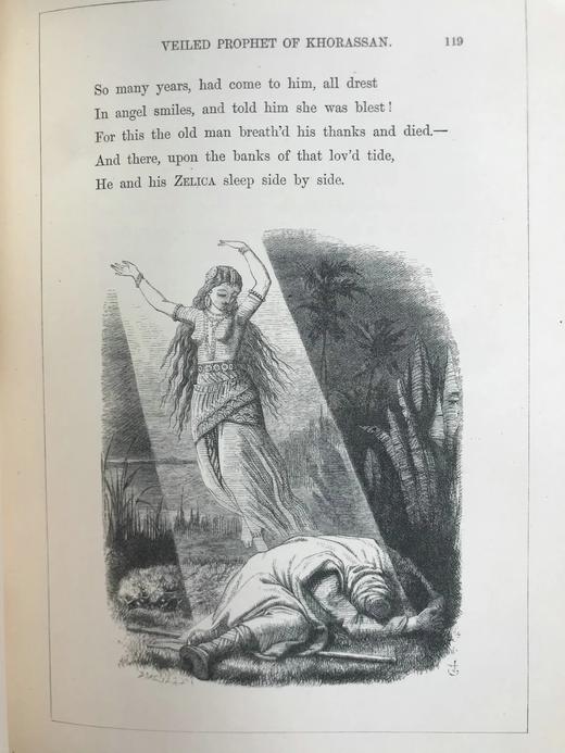 1868年 托马斯·摩尔《拉拉·露哈》 约翰·坦尼尔69幅插图 漆布精装18开 商品图11