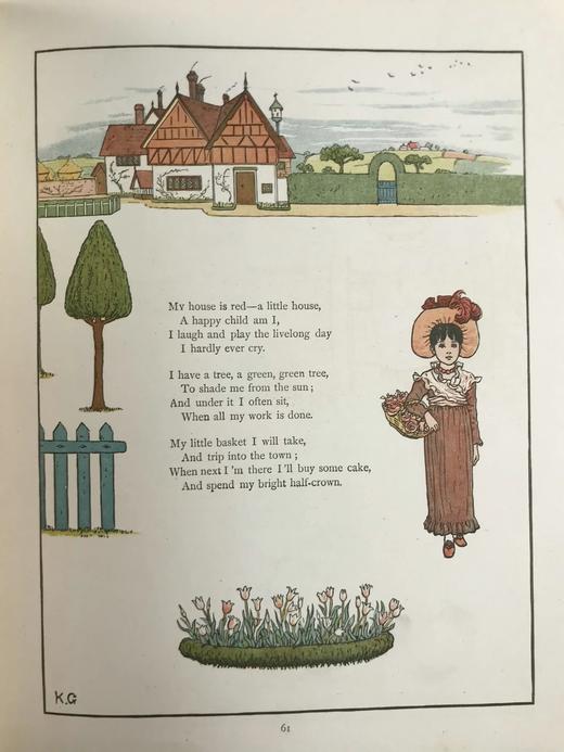 约19世纪后期 凯特·格林纳威《窗下：童画与童谣集》 数十幅精美彩色插图 精装18开 商品图5