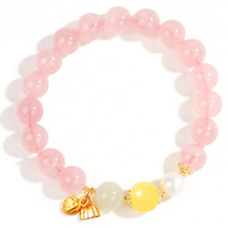 香花芙蓉 天然粉水晶珍珠蜜蜡精品手串 商品图1