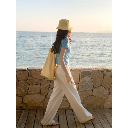 <曾小咸推荐>韩系印花短袖t恤女蓝色上衣 商品图4