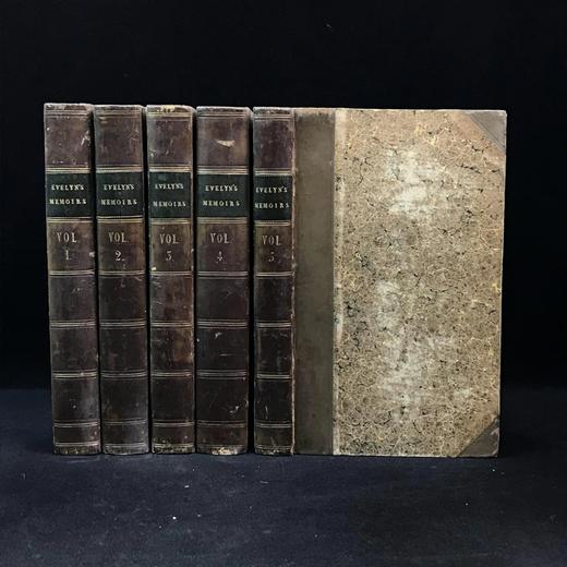 1827年 伊夫林回忆录与日记（全5卷）  配插图 真皮精装大32开 商品图0