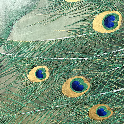 独角鹿西洋古董18世纪日本江户时代出品「雀羽呈祥」主题金地纸本设色六曲屏风 商品图7