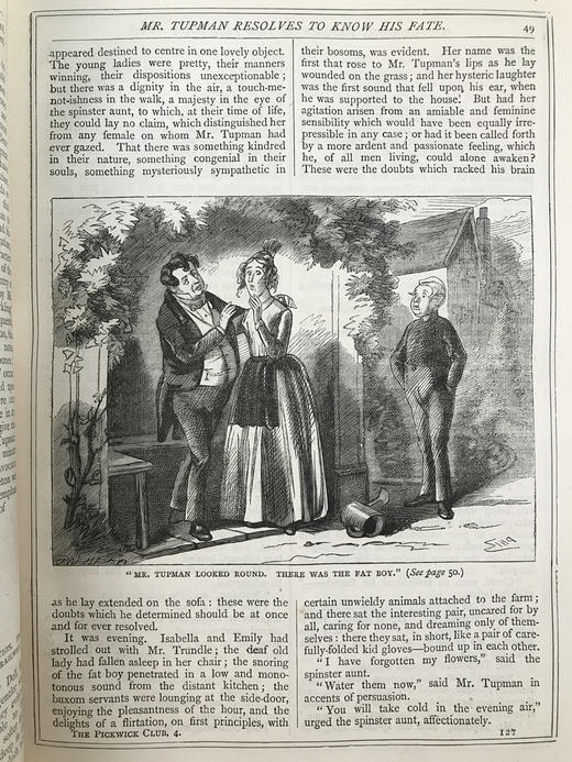 约19世纪后期 狄更斯《匹克威客俱乐部》 菲兹57幅插图 漆布精装18开 商品图10