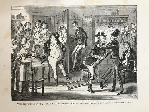 约19世纪后期 狄更斯《匹克威客俱乐部》 菲兹57幅插图 漆布精装18开 商品图3