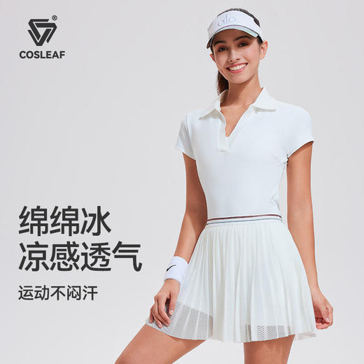 科里芙运动上衣女网球polo衫晨跑步透气健身短袖夏季羽毛球训练服 商品图2