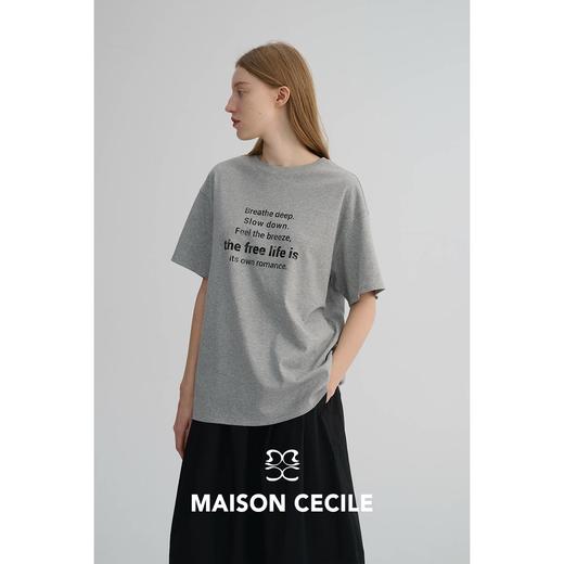 MAISON CECILE 三色|春夏纯棉舒适简约基础百搭字母印花短袖T恤 商品图1