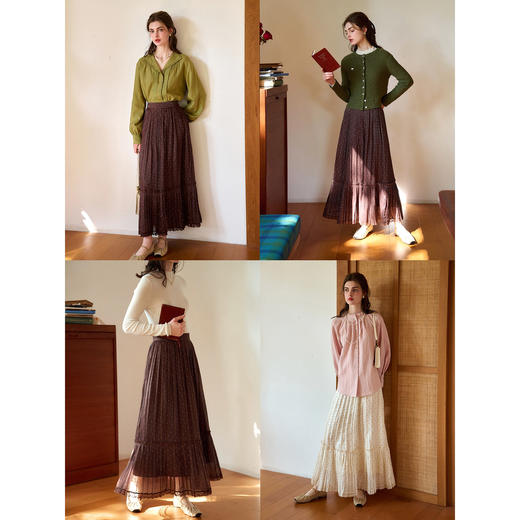 （小眠专属）SimpleRetro牛奶浓巧·法式复古细闪波点半身裙 商品图4