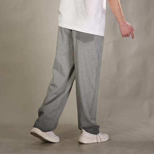 DRONKOO 2026 抽绳松紧前斜裁毛边喷色做旧中厚卫裤长裤 商品图3