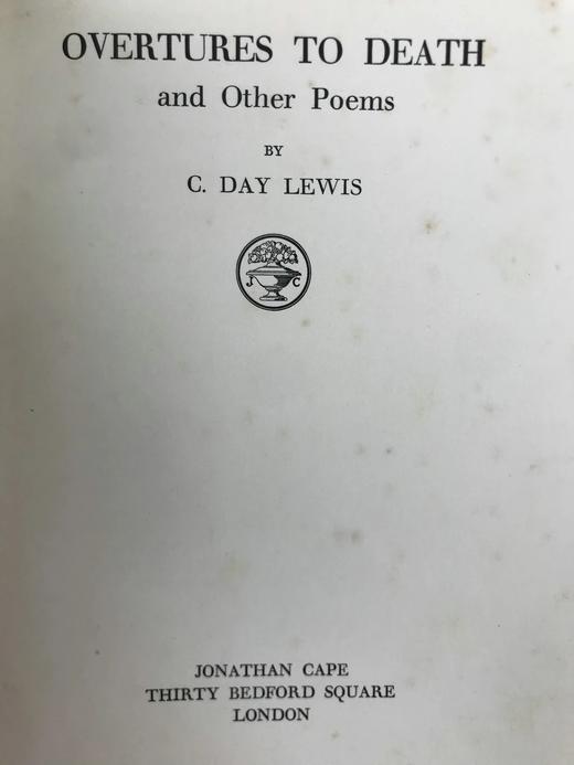 1938年 塞西尔·戴-刘易斯《死亡序曲及其他诗歌》 布面精装32开 商品图2